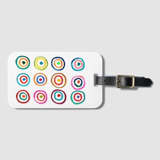 Kleurrijke regenboogcirkels kunst waterverf bagagelabel (Voorkant (horizontaal))