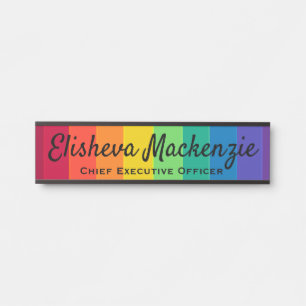 Kleurrijke regenboogdeurmarkeringen kantoor deur b deurbordje