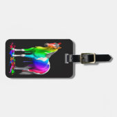 Kleurrijke regenboogdruppelaar Natte verf Paard Bagagelabel (Voorkant horizontaal)