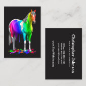 Kleurrijke regenboogdruppelaar Natte verf Paard Visitekaartje (Voorkant / Achterkant)