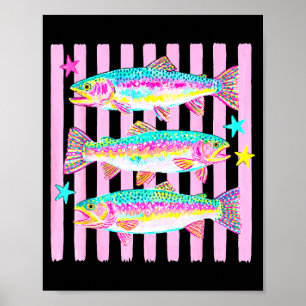 Kleurrijke regenboogforel preppy zomer meer leven poster