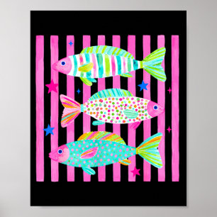 Kleurrijke regenboogforel preppy zomer meer leven poster
