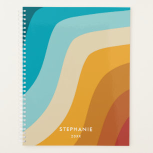 Kleurrijke regenbooggolven van Retro, gepersonalis Planner