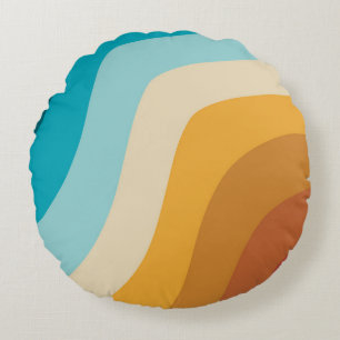 Kleurrijke regenbooggolven voor Retro Rond Kussen