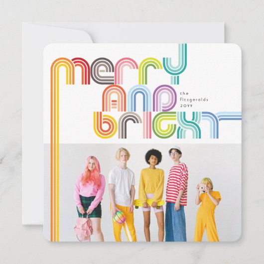 Kleurrijke regenbooggroeven en foto van Bright Str Feestdagenkaart (Voorkant)