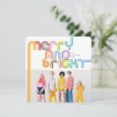 Kleurrijke regenbooggroeven en foto van Bright Str Feestdagenkaart (Staand voorkant)