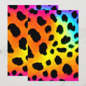 Kleurrijke Regenboogjachtluipaard Naadloos Patroon Feestdagenkaart (Voorkant / Achterkant)