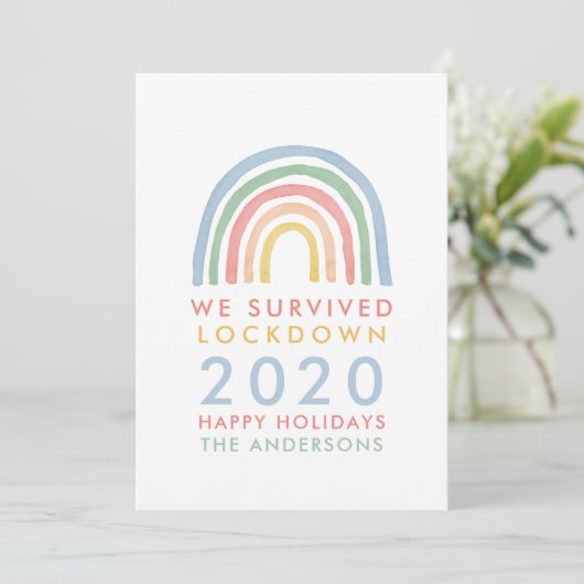 Kleurrijke regenboogkerst dat we hebben overleefd (Staand voorkant)