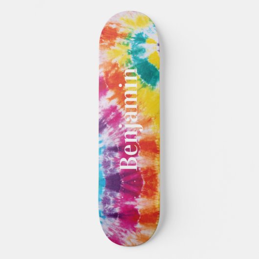 Kleurrijke regenboogkleurige kleurstof Aangepaste  Skateboard (Voorkant)