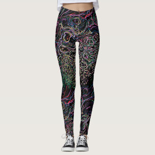 Kleurrijke Regenbooglijn Verwarde Knopen Zwart Leggings