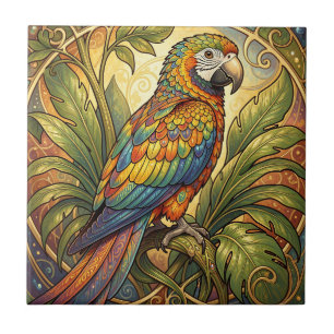 Kleurrijke Regenboogpapegaai Art Nouveau Tegeltje