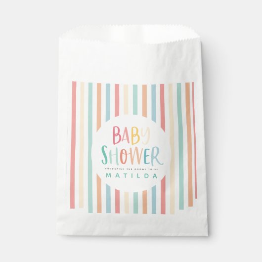 Kleurrijke regenboogpartij baby shower bedankzakje (Voorkant)