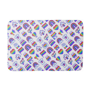 Kleurrijke regenboogpictogrammen badmat