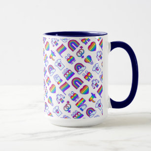 Kleurrijke regenboogpictogrammen mok