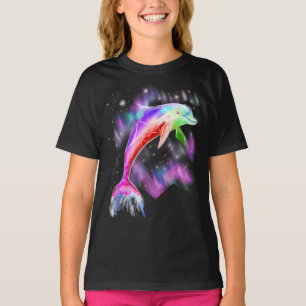 kleurrijke regenboogroze dolfijn oceaangalaxruimte t-shirt