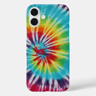 Kleurrijke regenboogspiraal Tie Dye iPhone 16 Plus Hoesje