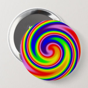 Kleurrijke regenboogspiraalvormige heldere zwenken ronde button 4,0 cm