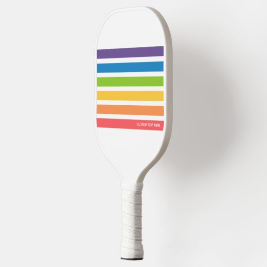 Kleurrijke regenboogstripes met Retro - Aangepaste Pickleball Paddle (Links)