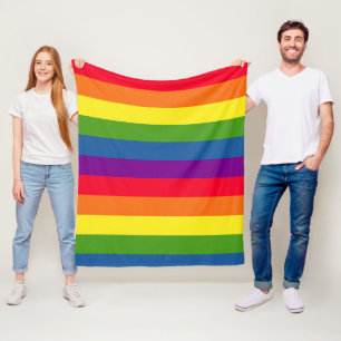 Kleurrijke regenboogstrips fleece deken