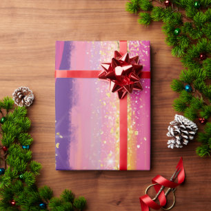 Kleurrijke regenboogstrips met Faux Gold Glitter Cadeaupapier