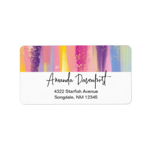 Kleurrijke regenboogstrips met Faux Gold Glitter Etiket