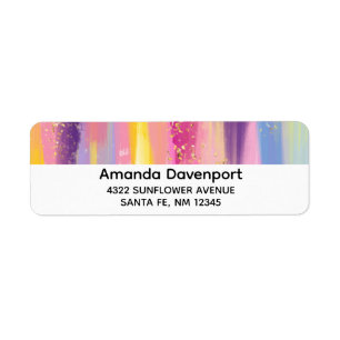 Kleurrijke regenboogstrips met Faux Gold Glitter Etiket