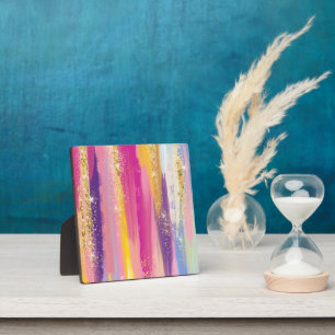 Kleurrijke regenboogstrips met Faux Gold Glitter Fotoplaat