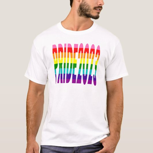 Kleurrijke regenboogtekst LGBTQ Gay Pride 2023 T-S T-shirt (Voorkant)