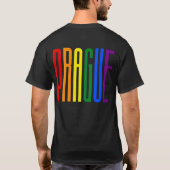 Kleurrijke regenboogtekst LGBTQ Prague Gay Pride L T-shirt (Achterkant)
