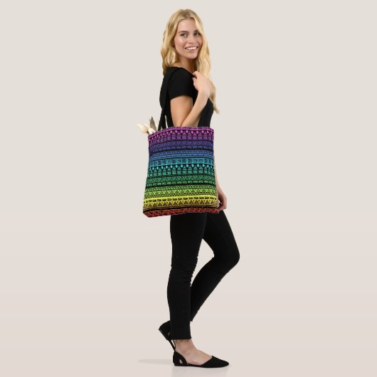 Kleurrijke regenboogversiering tote bag (Op model)