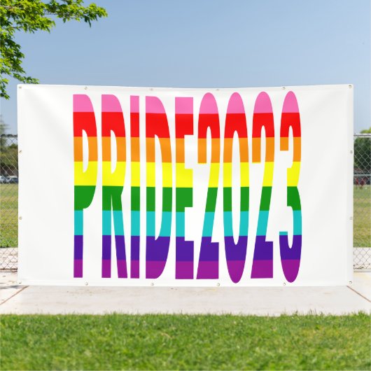 Kleurrijke regenboogvlag 2023 spandoek (Buitenkant)