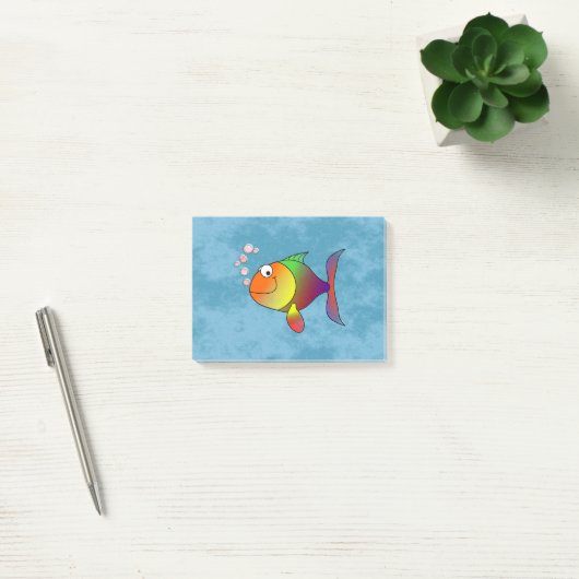 Kleurrijke regenboogvun glimlachende kluugvis post-it® notes (Kantoor)