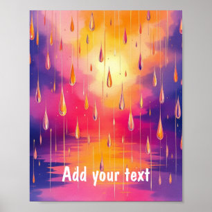 Kleurrijke regendruppels Natuur Waterverf Poster
