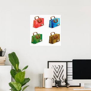 Kleurrijke Reis Koffer Collectie Poster