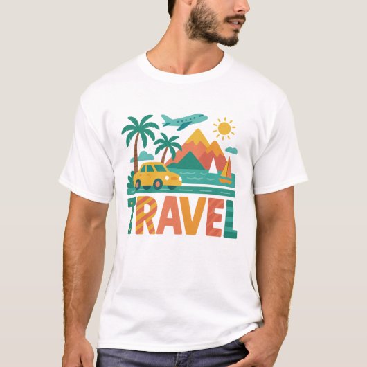 Kleurrijke Reis Vakantie Avontuur T-shirt (Voorkant)