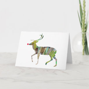 Kleurrijke rendier mooie collage kunst Rudolf Feestdagen Kaart