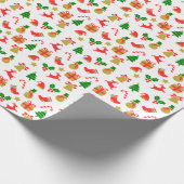 Kleurrijke rendieren kerstboom feestelijke vakanti cadeaupapier (Hoek)