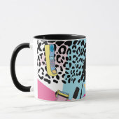 Kleurrijke Retro 1990's Nineties Patroon Monogram Mok (Links)