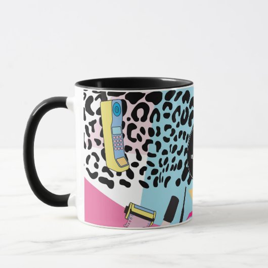 Kleurrijke Retro 1990's Nineties Patroon Monogram Mok (Links)