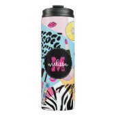 Kleurrijke Retro 1990's Nineties Patroon Monogram Thermosbeker (Voorkant)