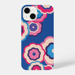 Kleurrijke Retro 60's Floral patroon iPhone 14 Hoesje