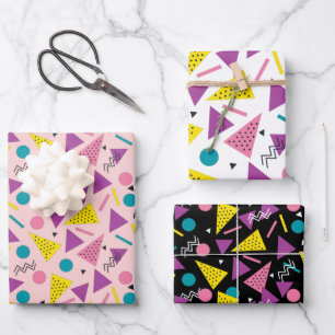 Kleurrijke retro 80s inpakpapier vel