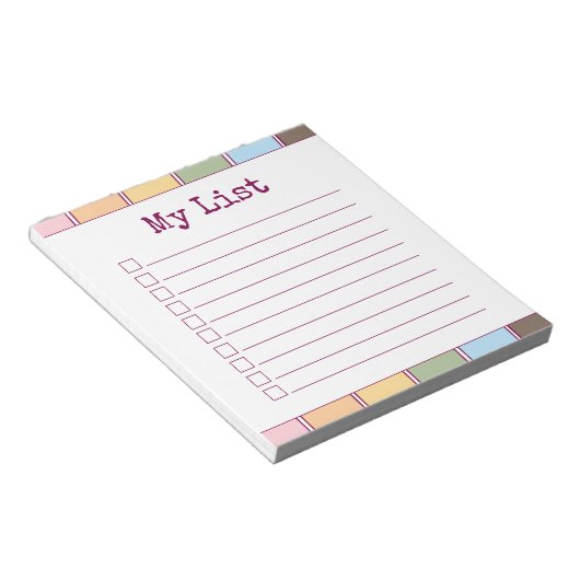 Kleurrijke Retro Aangepaste Checklist Lined Notitieblok (Schuin)