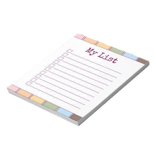 Kleurrijke Retro Aangepaste Checklist Lined Notitieblok (Gedraaid)