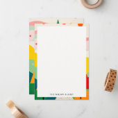 Kleurrijke Retro Abstracte Kerst Landschap Notitiekaartje (Voorkant / Achterkant in situ)