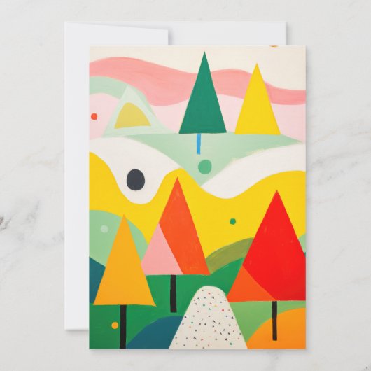 Kleurrijke Retro Abstracte Kerst Landschap Notitiekaartje (Achterkant)