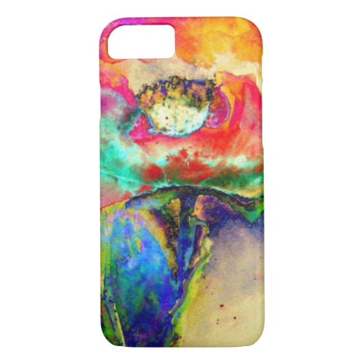 Kleurrijke retro Abstracte Poppy waterverf Case-Mate iPhone Case (Achterkant)