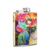 Kleurrijke retro Abstracte Poppy waterverf Heupfles (Rechts)