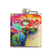 Kleurrijke retro Abstracte Poppy waterverf Heupfles (Achterkant)