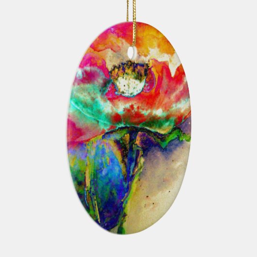 Kleurrijke retro Abstracte Poppy waterverf Keramisch Ornament (Rechts)